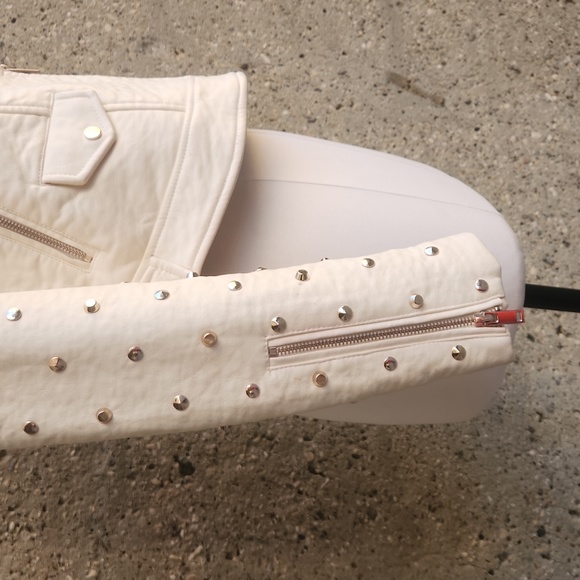 Zara white leather jacket with studs - Picture 8 of 16